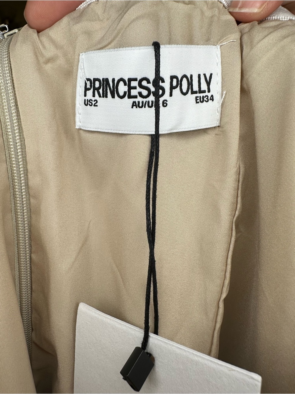 Princess Polly NWT Langdon Strapless Mini Dress Beige Size 2 - Picture 5 of 6